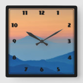 Sunset Mountains Abstract Landscape Quadratische Wanduhr (Vorderseite)