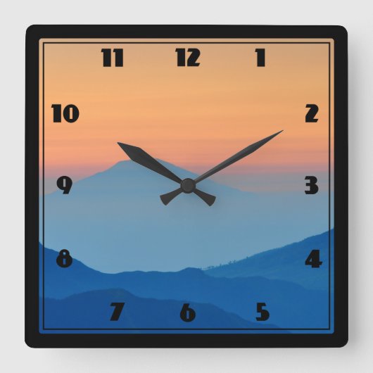 Sunset Mountains Abstract Landscape Quadratische Wanduhr (Vorderseite)