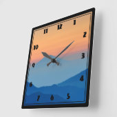 Sunset Mountains Abstract Landscape Quadratische Wanduhr (Winkel)
