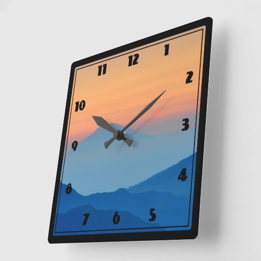 Sunset Mountains Abstract Landscape Quadratische Wanduhr (Winkel)