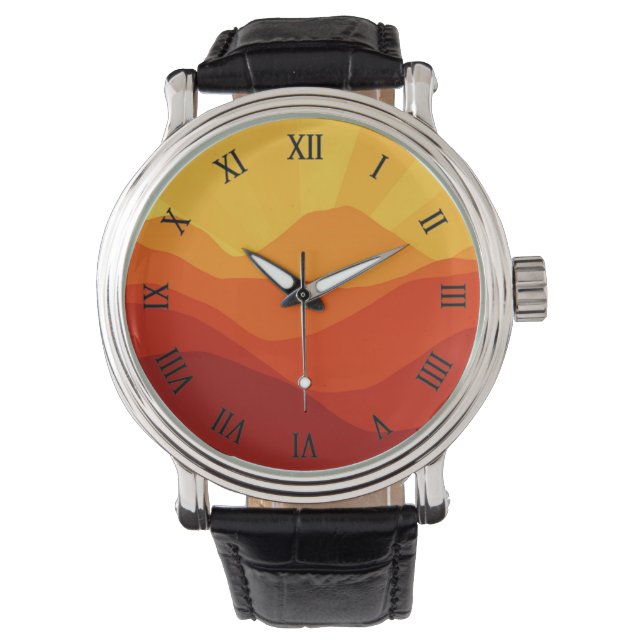 Sunset Mountains Banner Armbanduhr (Vorderseite)