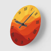 Sunset Mountains Banner Runde Wanduhr (Winkel)