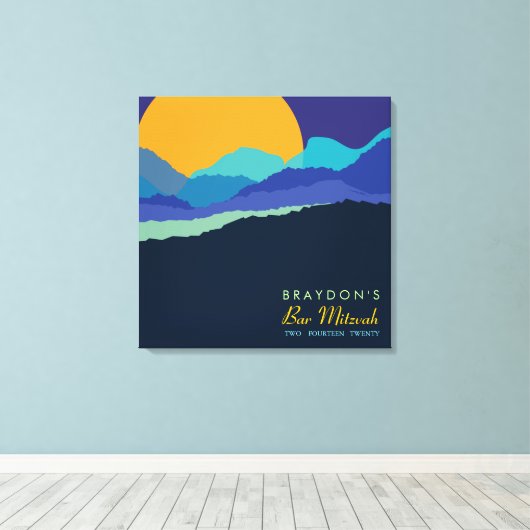 SUNSET & MOUNTAINS Bar Bat Mitzvah Sign-In Board Leinwanddruck (Insitu (Holzboden))