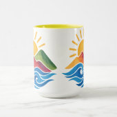 Sunset Mountains Ocean Ceramic Mug Tasse (Zentrum)