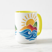 Sunset Mountains Ocean Ceramic Mug Tasse (VorderseiteRechts)