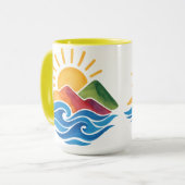 Sunset Mountains Ocean Ceramic Mug Tasse (Vorderseite Links)