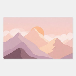 Sunset Mountains Rechteckiger Aufkleber