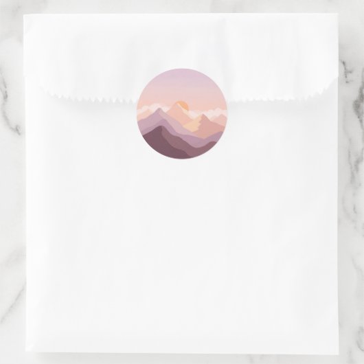 Sunset Mountains Runder Aufkleber (Tasche)
