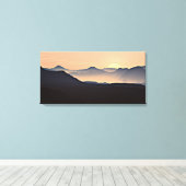 Sunset Mountains Silhouette Stretched Canvas Print Leinwanddruck (Insitu (Holzboden))