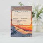 Sunset Mountains Winter Wedding Menü RSVP Karte (Stehend Vorderseite)