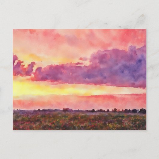 Sunset, my 2004 photo as computer watercolor postkarte (Vorderseite)