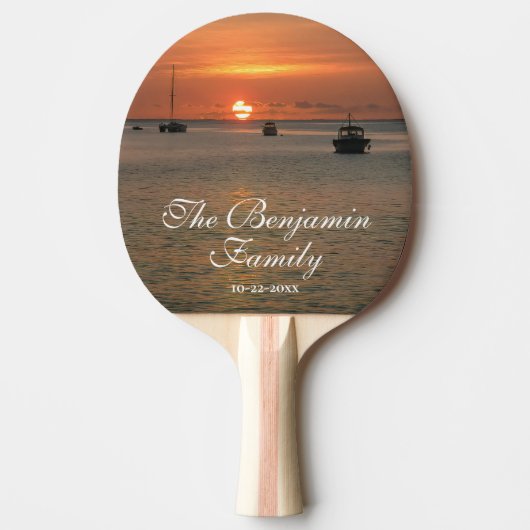 Sunset Nature Tropical Family Boats personalisiere Tischtennis Schläger (Vorderseite)