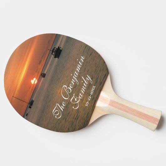 Sunset Nature Tropical Family Boats personalisiere Tischtennis Schläger (Seitenansicht)
