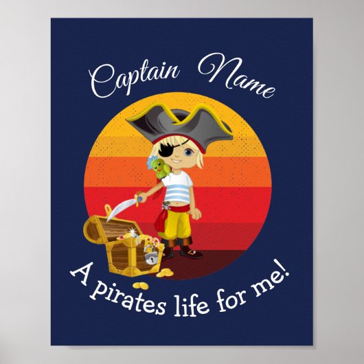 Sunset Nautical Blue Boy Party Pirate Poster (Vorne)