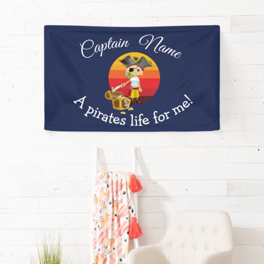 Sunset Nautical Blue Boy Party Pirates Banner (Insitu)