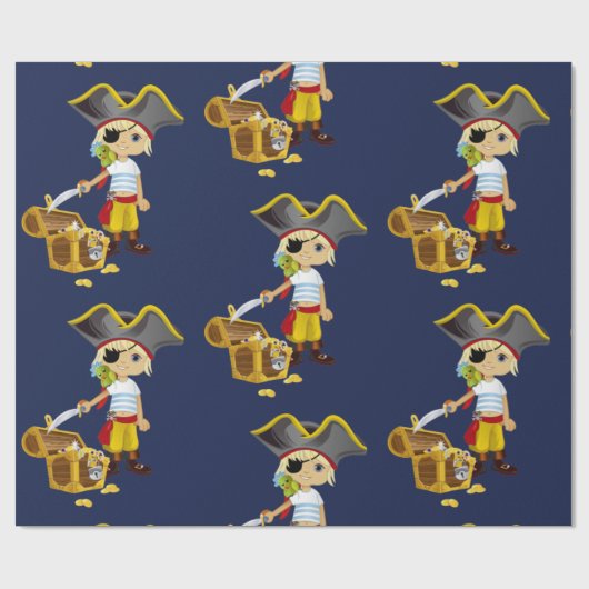 Sunset Nautical Blue Boy Pirate Geschenkpapier (Flach)
