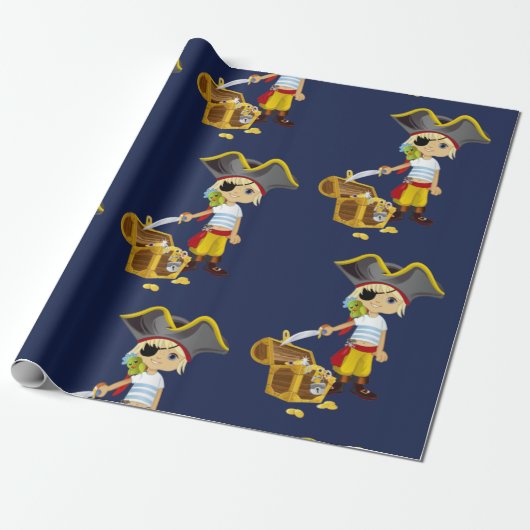Sunset Nautical Blue Boy Pirate Geschenkpapier (Ungerollt)