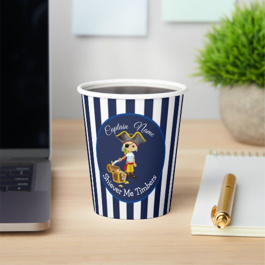 Sunset Nautical Stripes Boy Party Pirate Pappbecher (InSitu)
