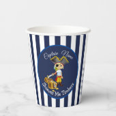 Sunset Nautical Stripes Boy Party Pirate Pappbecher (Rückseite)