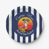 Sunset Nautical Stripes Boy Party Pirate Pappteller (Vorderseite)