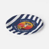 Sunset Nautical Stripes Boy Party Pirate Pappteller (Schrägansicht)