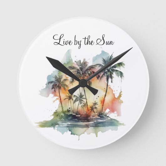 Sunset Oasis, custom Runde Wanduhr (Vorderseite)