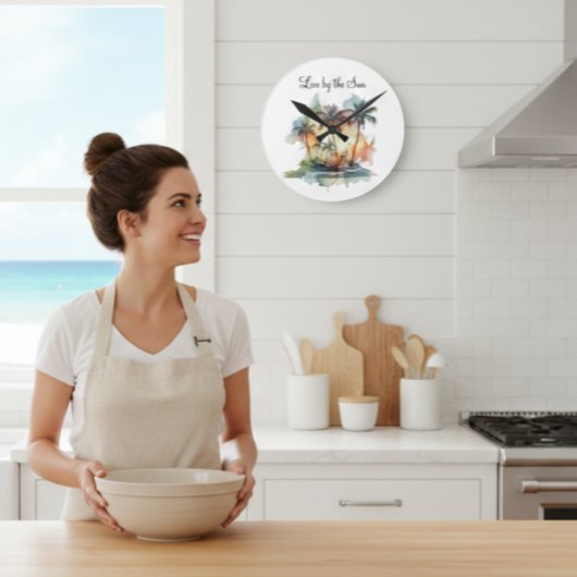 Sunset Oasis, custom Runde Wanduhr