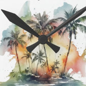 Sunset Oasis, custom Runde Wanduhr