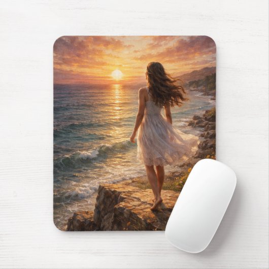 Sunset Ocean Aesthetic Mouse Pad Mousepad (Mit Mouse)