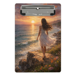 Sunset Ocean Aesthetic Photo Enlargement Mini Klemmbrett