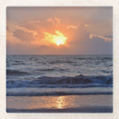Sunset Ocean Beach Orange Glasuntersetzer (Vorderseite)