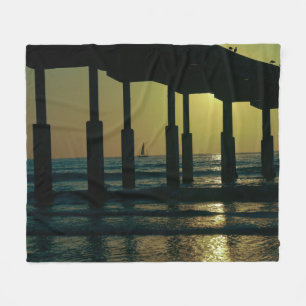 Sunset Ocean Beach Pier - Beach Sunset Fleecedecke