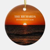 Sunset Ocean Custom Name Keramik Ornament (Vorne)