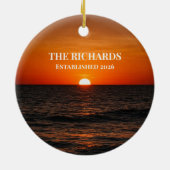 Sunset Ocean Custom Name Keramik Ornament (Hinten)
