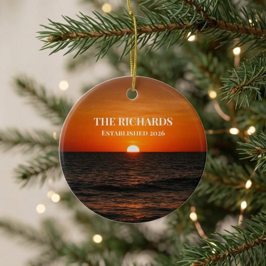 Sunset Ocean Custom Name Keramik Ornament