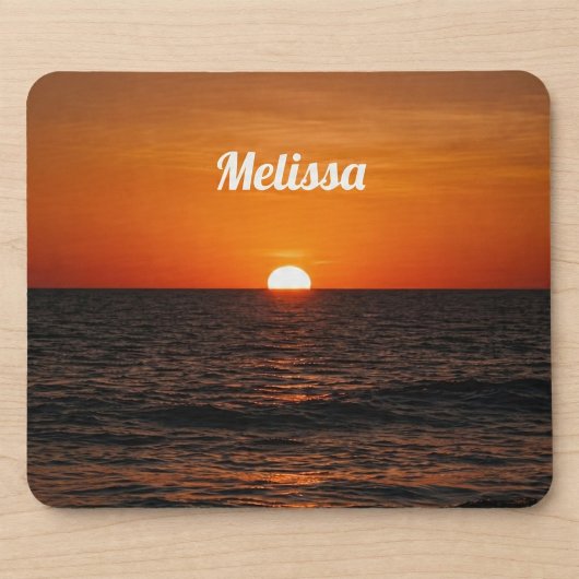 Sunset Ocean Custom Name Mousepad