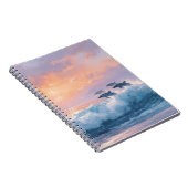 Sunset Ocean Dolphins Wave Notebook Notizblock (Rechte Seite)