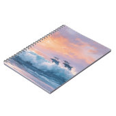 Sunset Ocean Dolphins Wave Notebook Notizblock (Linke Seite)