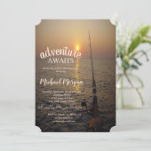 Sunset Ocean Fishing Retirement Party Einladung (Stehend Vorderseite)