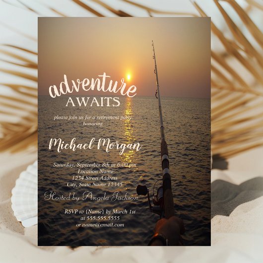 Sunset Ocean Fishing Retirement Party Einladung