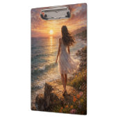 Sunset Ocean Oil Painting Clipboard Klemmbrett (Links)