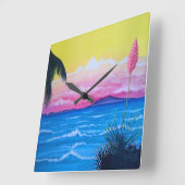 Sunset Ocean Quadratische Wanduhr (Winkel)