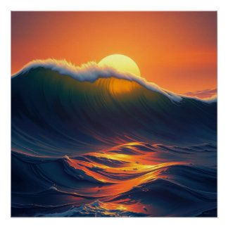 sunset ocean wall art poster