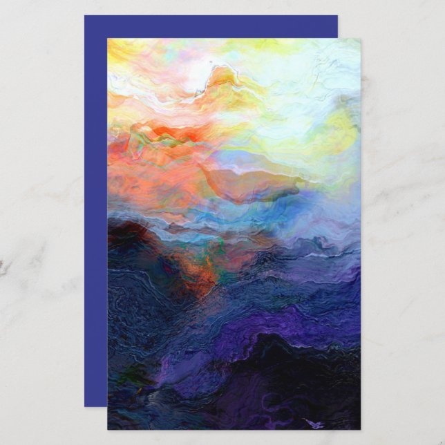 Sunset Ocean Watercolor 5.5x8.5 Scrapbook Paper (Vorne/Hinten)