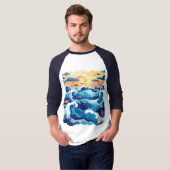 Sunset Ocean Waves T-Shirt – Artistic Sea and Sky  (Vorne ganz)
