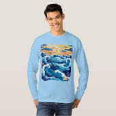 Sunset Ocean Waves T-Shirt – Artistic Sea and Sky (Vorne ganz)