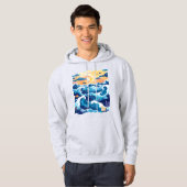 Sunset Ocean Waves T-Shirt – Artistic Sea and Sky  Hoodie (Vorne ganz)