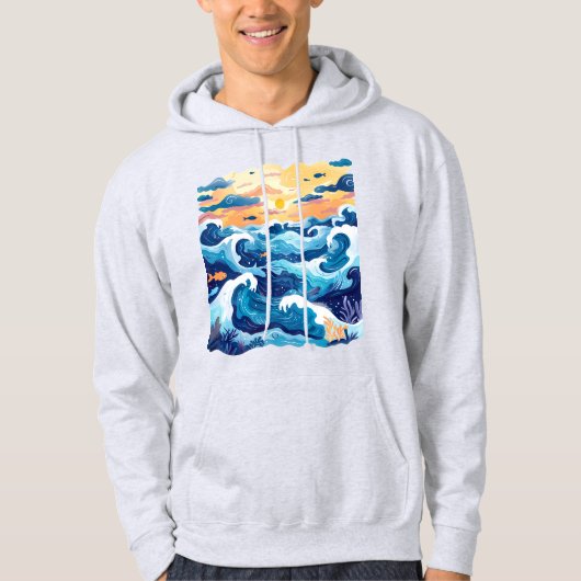 Sunset Ocean Waves T-Shirt – Artistic Sea and Sky  Hoodie (Vorderseite)