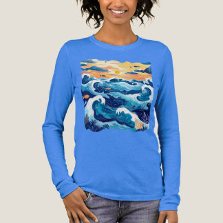 Sunset Ocean Waves T-Shirt – Artistic Sea and Sky  Tri-Blend Shirt