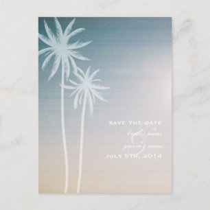 Sunset Ombré Beach Hochzeit Save the Date Ankündigungspostkarte